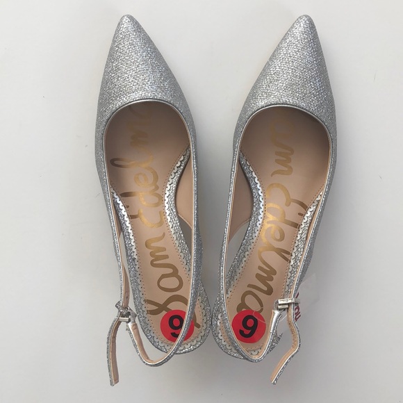 Sam Edelman Shoes - Sam Edelman silver glittery kitten heels